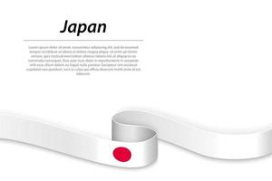 Waving ribbon or banner with flag of Japan vector