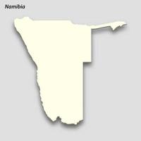 3d isometric map of Namibia isolated with shadow vector