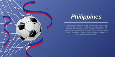 Soccer background with flying ribbons in colors of the flag of Philippines vector