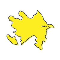 Simple outline map of Azerbaijan with capital location vector