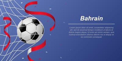 Soccer background with flying ribbons in colors of the flag of Bahrain vector
