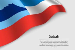 ola bandera de sabah es un región de Malasia vector