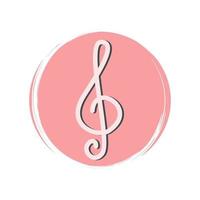 Cute logo or icon vector with treble clef, illustration on circle with brush texture, for social media story and highlight