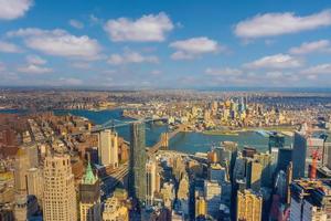 Manhattan city skyline cityscape of New York from top view photo