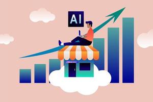 Utilizing AI to Help Sell Online, Boosting Sales Using Technology, Infographics for online stores. vector