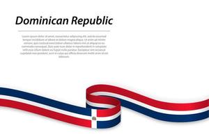 Waving ribbon or banner with flag of Dominican Republic vector