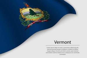 Wave flag of Vermont is a state of United States. vector