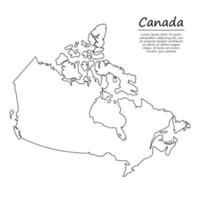 sencillo contorno mapa de Canadá, en bosquejo línea estilo vector