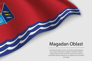 Wave flag of Magadan Oblast is a region of Russia vector