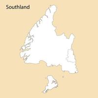 High Quality map of Southland is a region of New Zealand vector