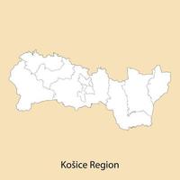 High Quality map of Kosice Region is a province of Slovakia vector