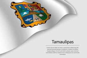 Wave flag of Tamaulipas is a region of Mexico vector