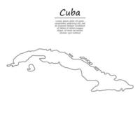 Simple outline map of Cuba, silhouette in sketch line style vector