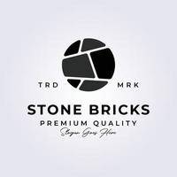 natural stone bricks vintage logo vector illustration design icon symbol
