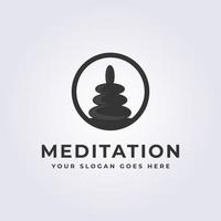balancing meditation stone black rock logo vector illustration design