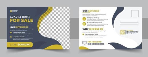 Corporate real estate postcard template design vector