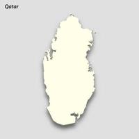 3d isometric map of Qatar isolated with shadow vector