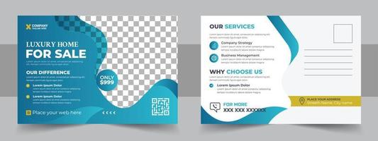 Corporate real estate postcard template design vector