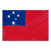 Hand drawn sketch flag of Samoa. doodle style icon vector