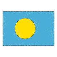 Hand drawn sketch flag of Palau. doodle style icon vector