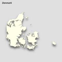 3d isometric map of Denmark isolated with shadow vector