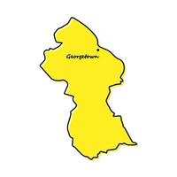 Simple outline map of Guyana with capital location vector