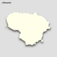 3d isometric map of Lithuania isolated with shadow vector