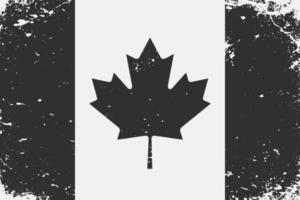 Grunge styled black and white flag Canada. Old vintage backgroun vector