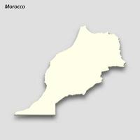 3d isometric map of Morocco isolated with shadow vector