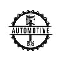Auto repair logo. Emblem with Piston, Gear Piston Perfect logo for automotive company. vector