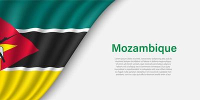 ola bandera de Mozambique en blanco antecedentes. vector