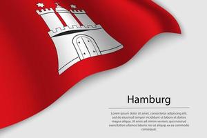 Wave flag of Hamburg is a state of Germany. Banner or ribbon vector