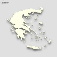 3d isometric map of Greece isolated with shadow vector