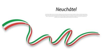 Waving ribbon or stripe with flag of Neuchatel vector