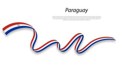 Waving ribbon or banner with flag of Paraguay. vector