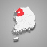 gyeonggi región ubicación dentro sur Corea 3d isométrica mapa vector