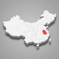 provincia ubicación dentro China 3d mapa modelo para tu diseño vector