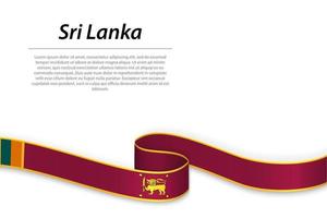 Waving ribbon or banner with flag of Sri Lanka vector