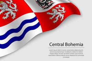 Wave flag of Central Bohemia is a state of Czech republic. vector