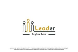 Leader logo design illustration. Creative idea line leader master team captain manager director. Work team relationship design. Simple modern graphics. vector