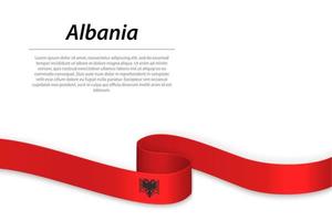 Waving ribbon or banner with flag of Albania. Template for independence day vector