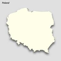 3d isometric map of Poland isolated with shadow vector