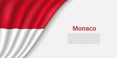 Wave flag of Monaco on white background. vector