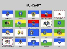 conjunto banderas de el condados de Hungría vector