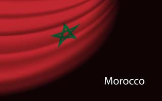 Wave flag of Morocco on dark background. vector