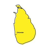 Simple outline map of Sri Lanka with capital location vector