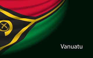 Wave flag of Vanuatu on dark background. vector