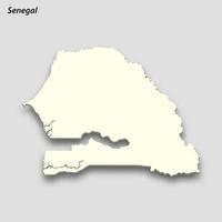 3d isométrica mapa de Senegal aislado con sombra vector