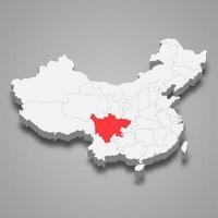 province location within China 3d map Template for your design vector