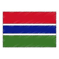 Hand drawn sketch flag of Gambia. doodle style icon vector